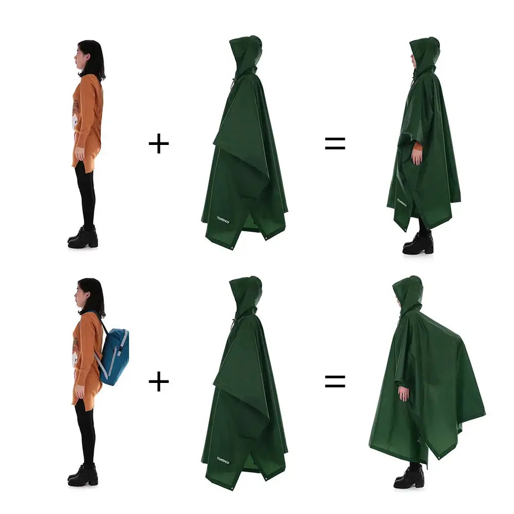 Impermeable ligero y multifuncional con capucha para senderismo, ciclismo, poncho impermeable para hombre y mujer, para exteriores, camping, tienda de campaña