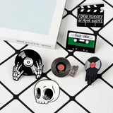 Punk Music Vinyl Record Player Enamel Pin Gothic Jewelry