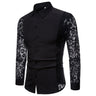 Mens Flower Patchwork Embroidery Lace Shirt 2019 Fashion Transparent Sexy Dress Shirts Mens See Trough Club Party Event Chemise - Lootquake