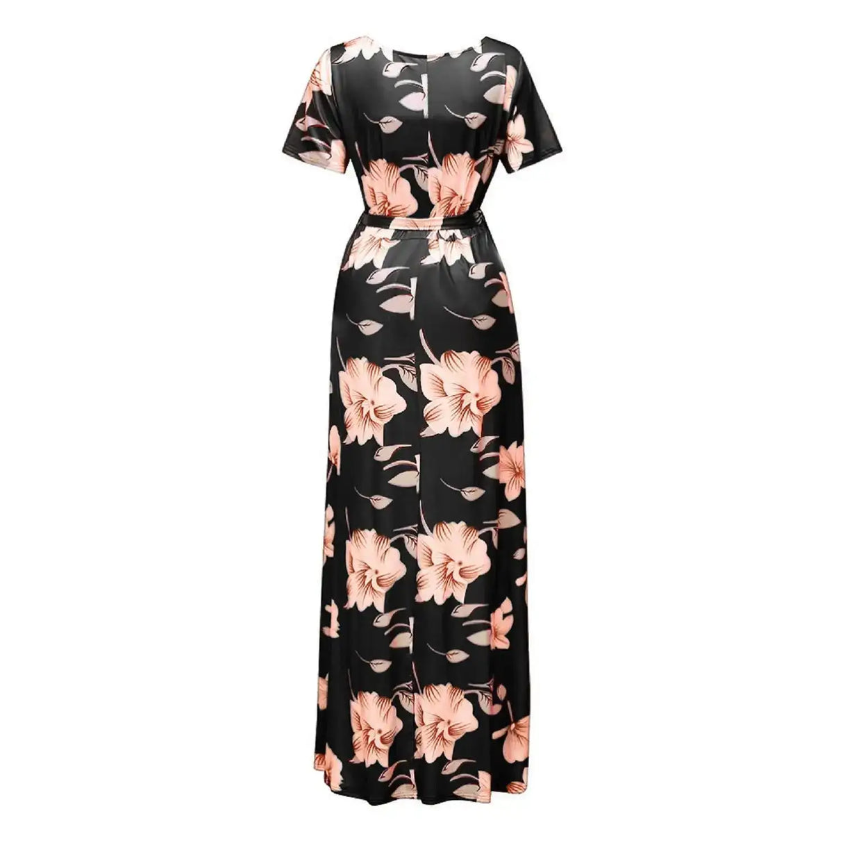 Chivry Maternity Dress Women Floral Print Short Sleeve V-neck Maxi Long Dress Pregnant Casual Clothes Summer Maternity Dress - Lootquake