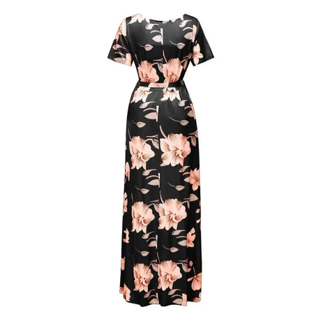 Chivry Maternity Dress Women Floral Print Short Sleeve V-neck Maxi Long Dress Pregnant Casual Clothes Summer Maternity Dress - Lootquake