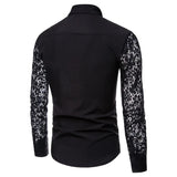 Mens Flower Patchwork Embroidery Lace Shirt 2019 Fashion Transparent Sexy Dress Shirts Mens See Trough Club Party Event Chemise - Lootquake