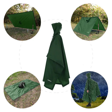 Multifunctional Lightweight Raincoat with Hood Hiking Cycling Rain Cover Poncho Rain Coat Men Women Outdoor Camping Tent Mat - Lootquake