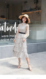 Transparent Long-Sleeved Chiffon Dress for Ladies, Polka Dot, Elegant Temperament, Fashion, New - Lootquake