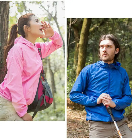 TRVLWEGO Outdoor Running Camping Hiking Bike Sport Jacket UV Proof Ultralight Waterproof Windbreaker Light Rain Proof Coat - Lootquake