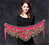1PC New Style Belly Dance Belt Newest Multi-color Glass Silk Velvet Dancing Belt Scarf Crystal BellyDance Waist Chain Hip Scarf