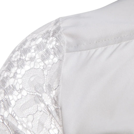 Mens Flower Patchwork Embroidery Lace Shirt 2019 Fashion Transparent Sexy Dress Shirts Mens See Trough Club Party Event Chemise - Lootquake