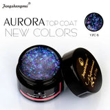 5ml Aurora Nail Gel Top Coat 12 Colors Clear UV Gel Sparkling Nail Polish Art Design Glitter Hybrid Gel Varnish