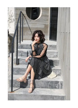 Transparent Long-Sleeved Chiffon Dress for Ladies, Polka Dot, Elegant Temperament, Fashion, New - Lootquake