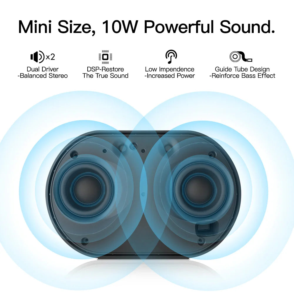 Altavoz portátil inteligente Bluetooth inalámbrico 10W Mini altavoz compacto potente 2200mAh Compatible con Alexa Spotify Tunein Transmisión de música
