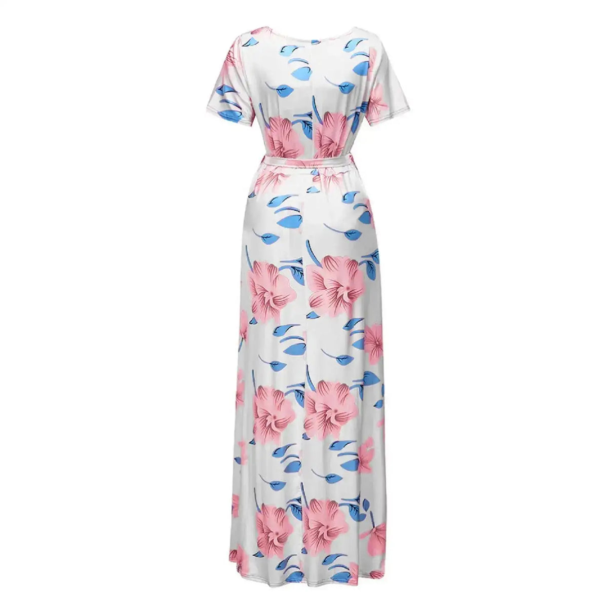 Chivry Maternity Dress Women Floral Print Short Sleeve V-neck Maxi Long Dress Pregnant Casual Clothes Summer Maternity Dress - Lootquake