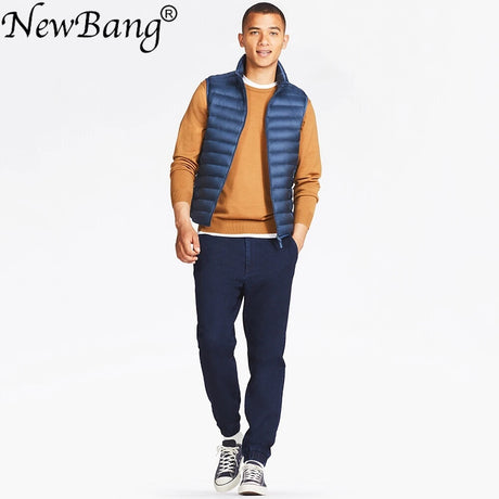 NewBang Men Sleeveless Warm Vest Ultra Light Down Vest Man Winter Solid Sleeveless Jacket Men's Lightweight Waterproof Vests - Lootquake