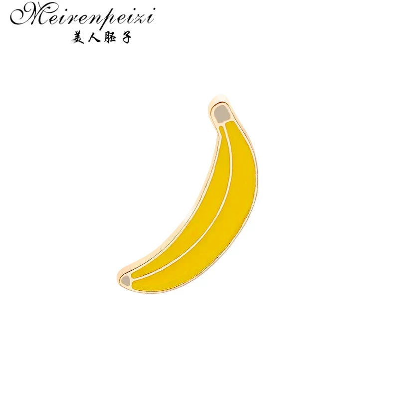 Meirenpeizi Cartoon Fruit Enamel Pins: Watermelon, Pineapple, Cherry, Banana Brooch for Women