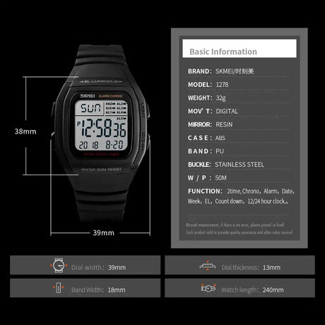 SKMEI Fashion Men Watches Waterproof Sports Digital LED Alarm Chrono Electronic Clock Man Student Wristwatch Relogio Masculino - Lootquake