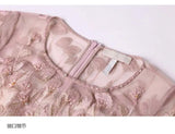 High-quality long dress embroidery large swing dress dress ladies elegant temperament round neck short-sleeved ladies dresses - Lootquake