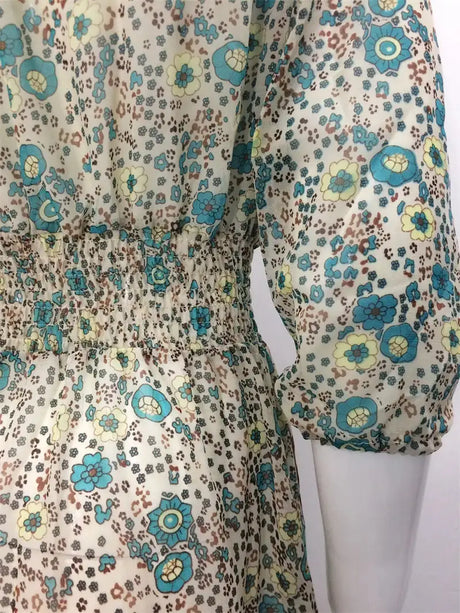 TEELYNN boho long dress Vintage 2023 floral print Chiffon three quarter sleeve v-neck summer Gypsy Hippie women dresses vestidos - Lootquake