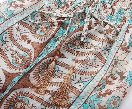 TEELYNN boho long dress Vintage 2023 floral print Chiffon three quarter sleeve v-neck summer Gypsy Hippie women dresses vestidos - Lootquake
