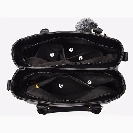 Embroidery Messenger Bags Women Leather Handbags Bags for Women Sac a Main Ladies hair ball Hand Bag - Lootquake