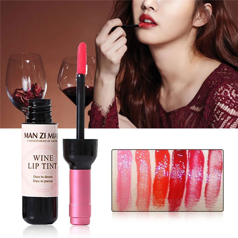 Rouge à lèvres liquide mat 6 couleurs, brillant à lèvres en forme de bouteille de vin rouge, brillant à lèvres imperméable longue durée, hydratant, teinte antiadhésive