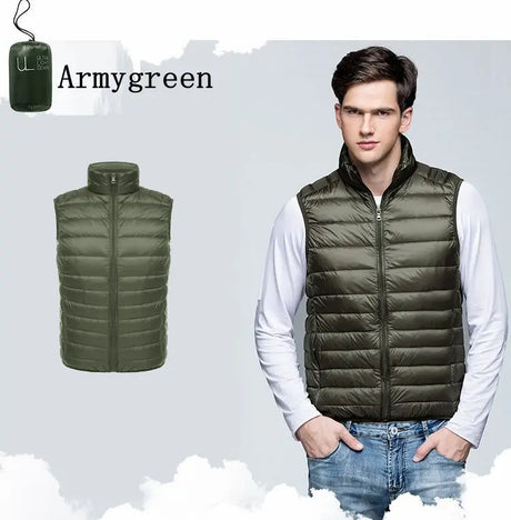 NewBang Men Sleeveless Warm Vest Ultra Light Down Vest Man Winter Solid Sleeveless Jacket Men's Lightweight Waterproof Vests - Lootquake