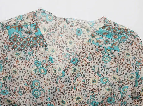 TEELYNN boho long dress Vintage 2023 floral print Chiffon three quarter sleeve v-neck summer Gypsy Hippie women dresses vestidos - Lootquake