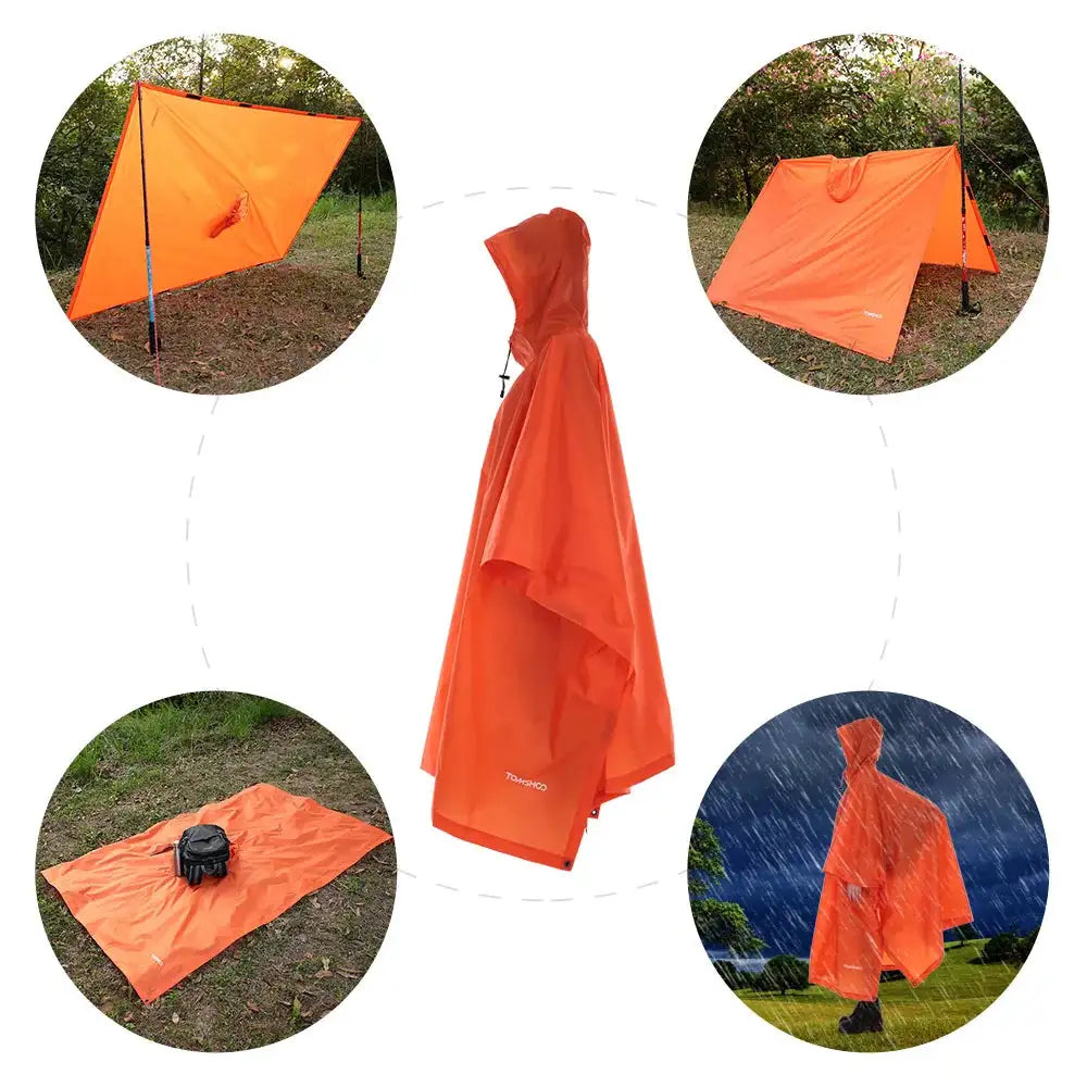 Multifunctional Lightweight Raincoat with Hood Hiking Cycling Rain Cover Poncho Rain Coat Men Women Outdoor Camping Tent Mat - Lootquake