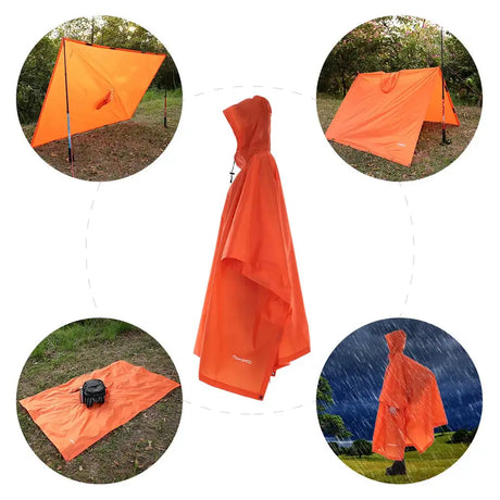 Multifunctional Lightweight Raincoat with Hood Hiking Cycling Rain Cover Poncho Rain Coat Men Women Outdoor Camping Tent Mat - Lootquake