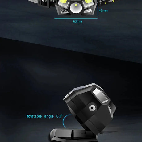 SOLOLANDOR Ultra Bright LED Headlamp 800LM Motion Sensor Headlight USB Recharge head lamp Waterproof lampe frontale Flashlight - Lootquake