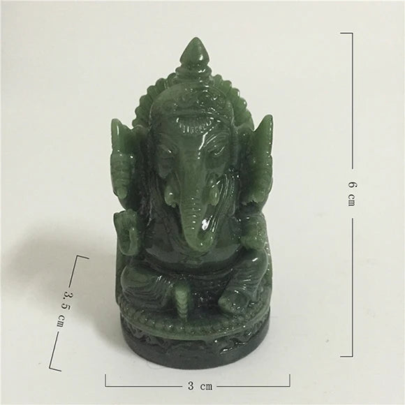 Ganesha Buddha Statue Elephant God Sculpture Ganesh Figurine Man-made Jade Stone Garden Home Decoration Accessories Statues