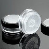 Lote de 10 unidades de 10 g de polvos sueltos compactos con tapa transparente negra, rejilla y tapa de PP, recipiente para polvos, caja vacía para polvos.