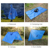 Multifunctional Lightweight Raincoat with Hood Hiking Cycling Rain Cover Poncho Rain Coat Men Women Outdoor Camping Tent Mat - Lootquake