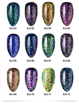 5ml Aurora Nail Gel Top Coat 12 Colors Clear UV Gel Sparkling Nail Polish Art Design Glitter Hybrid Gel Varnish