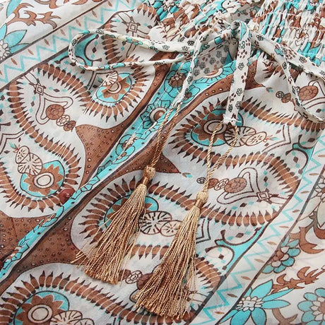 TEELYNN boho long dress Vintage 2023 floral print Chiffon three quarter sleeve v-neck summer Gypsy Hippie women dresses vestidos - Lootquake