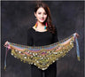 1PC New Style Belly Dance Belt Newest Multi-color Glass Silk Velvet Dancing Belt Scarf Crystal BellyDance Waist Chain Hip Scarf