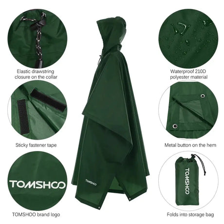 Multifunctional Lightweight Raincoat with Hood Hiking Cycling Rain Cover Poncho Rain Coat Men Women Outdoor Camping Tent Mat - Lootquake