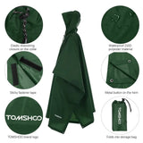 Impermeable ligero y multifuncional con capucha para senderismo, ciclismo, poncho impermeable para hombre y mujer, para exteriores, camping, tienda de campaña