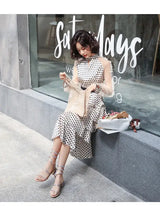 Transparent Long-Sleeved Chiffon Dress for Ladies, Polka Dot, Elegant Temperament, Fashion, New - Lootquake