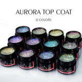 5ml Aurora Nail Gel Top Coat 12 Colors Clear UV Gel Sparkling Nail Polish Art Design Glitter Hybrid Gel Varnish
