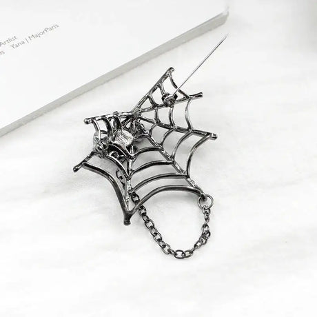 Delicate Silver colour Cobweb Spider Pins Web Coat Windbreaker Lapel Elegant Female Brooch Gifts For Unisex Female Accessories - Lootquake
