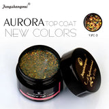 5ml Aurora Nail Gel Top Coat 12 Colors Clear UV Gel Sparkling Nail Polish Art Design Glitter Hybrid Gel Varnish