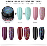 5ml Aurora Nail Gel Top Coat 12 Colors Clear UV Gel Sparkling Nail Polish Art Design Glitter Hybrid Gel Varnish