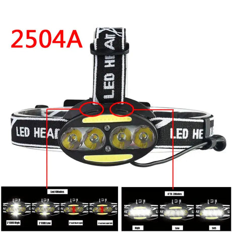 Head Lamp Headlamp Headlight Flashlight Torch Lanterna 4 Xm-l Sensor Led Bulbs Litwod Camping / Cycling Hunting Hiking Lithium - Lootquake