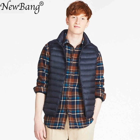 NewBang Men Sleeveless Warm Vest Ultra Light Down Vest Man Winter Solid Sleeveless Jacket Men's Lightweight Waterproof Vests - Lootquake
