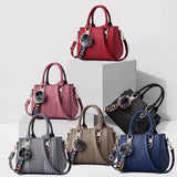 Embroidery Messenger Bags Women Leather Handbags Bags for Women Sac a Main Ladies hair ball Hand Bag - Lootquake