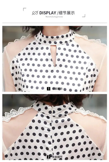 Transparent Long-Sleeved Chiffon Dress for Ladies, Polka Dot, Elegant Temperament, Fashion, New - Lootquake