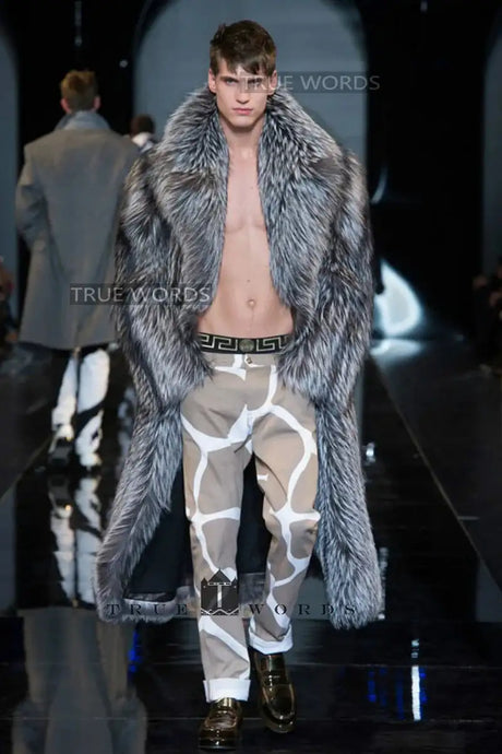 Autumn winter new fur coat men long imitation fox fur coat European and American fur integrated windbreaker  jacket - Lootquake