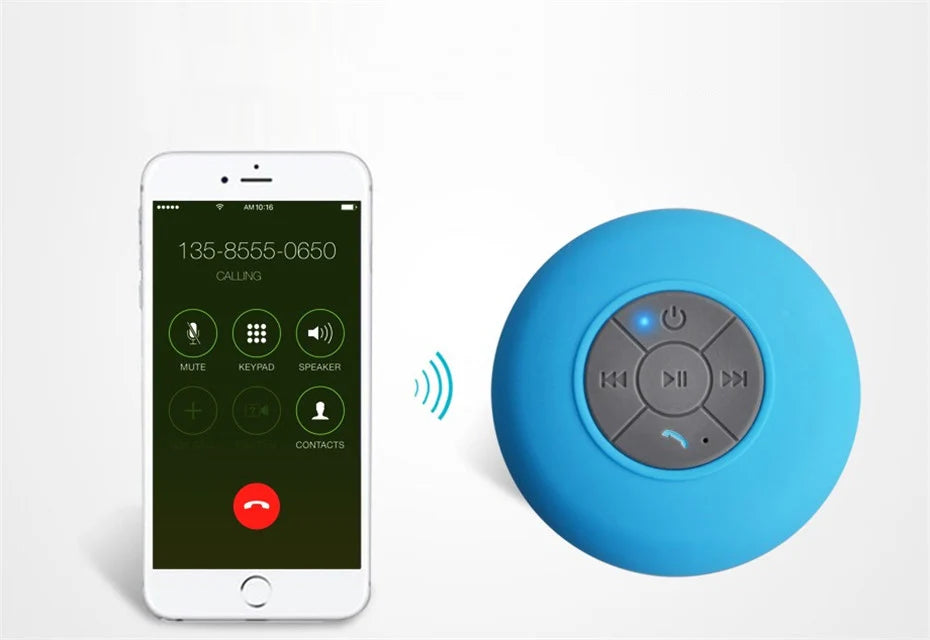Mini altavoz Bluetooth para ducha, subwoofer, impermeable, manos libres, con micrófono y ventosa para baño, piscina, playa, coche y teléfono.
