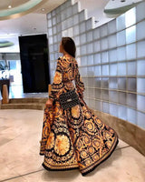 2021 New Style Fashion Elegant Women Sexy Boat Neck Glitter Deep V Neck Print Party Dress Formal Long Dress Sexy Clubwear - Lootquake