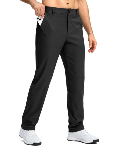 Mens Golf Pants 30"/32"/34" Stretch Dress Pants Quick Dry Casual Slacks Work Business Trousers for Men with Pockets(BlackW38 L32) - Lootquake