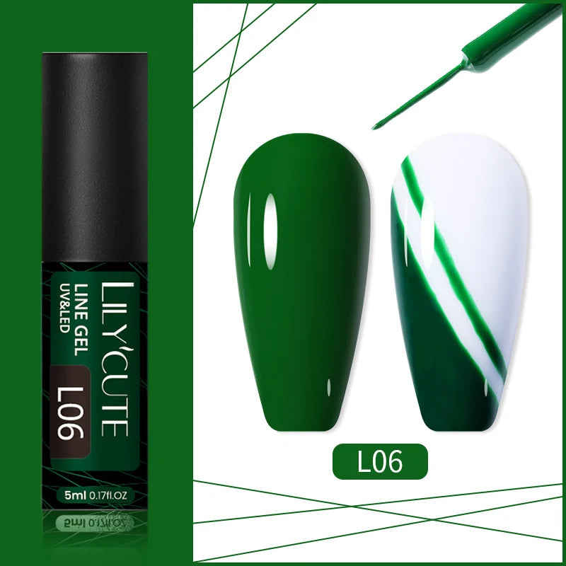 LILYCUTE 5ml Liner Gel Nail Polish UV LED Nail Art Paint Gel Gorgeous Glitter French Effect Semi Permanent Nail Painting UV Gel